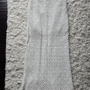 Elegant White Lace Midi Skirt